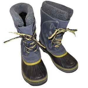 LL Bean Suede Insulated Lace Up Winter Boots Youth Size 4 Blue , Waterproof